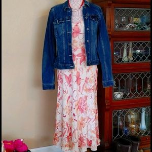 Romantic Peach and pink dress.